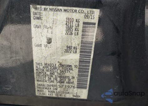 2015 Nissan Altima 2.5 Sv из США, поврежденный, VIN 1N4AL3AP8FC573976